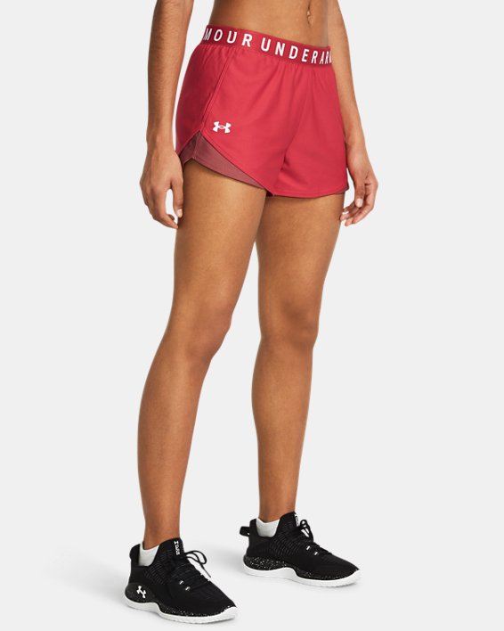 女士UA Play Up Shorts 3.0短褲 in Red image number 0